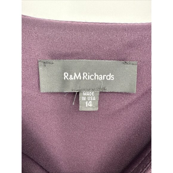New R&M Richards Women's Size 14 Purple Sleeveless Beaded A-Line Cocktail Dress - Picture 8 of 10